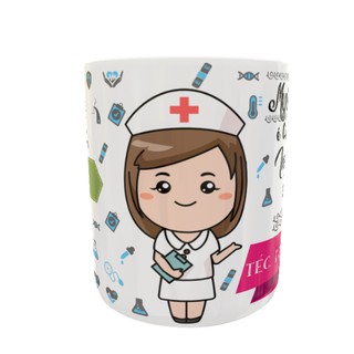 Caneca / Xicara Porcelana Personalizada + Caixa - Técnica de Enfermagem Personalizada com o Nome - Decoração / Cozinha