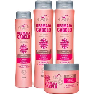 Kit Desmaia Cabelo - 4 Itens - Shampoo + Condic. + Leave + Máscara - BelKit