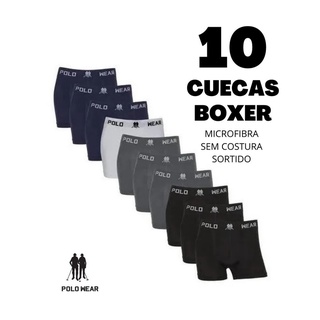 Kit 10 Cuecas Boxer Masculina Polo Wear Microfibra Poliéster Elastano Original (1)