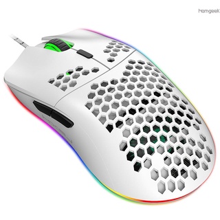 Mouse Gamer Hxsj J900 Usb Wired Gaming Mouse Rgb Com Seis Ajustável Dpi Design Ergonômico Para Desktop Laptop Branco