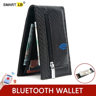 Inteligente Bluetooth Carteira Grampo Do Dinheiro RFID Bloqueio De Couro Genuíno Das Mulheres E Homens Titular Cartão Pequena Bolsa Fina