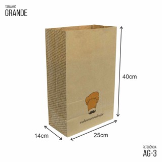 Saco Embalagem Kraft Grande P/ Delivery Gourmet Amarelo - 05un - AG-3 - gourmet