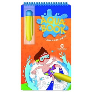 Aqua book Livro Nadador Culturama Infantil Pintar com agua Desenhos Colorir Infantil Educativo