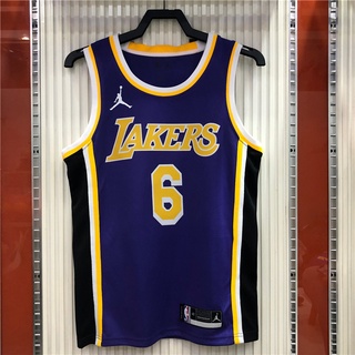 Lebron James # 6 Camisa Homem Nba 2021 Los Angeles Lakers Jordan Roxa Basquete