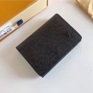 100% new Louis Vuitton LV short card holder men's and women's fashion classic black card holder [with box]