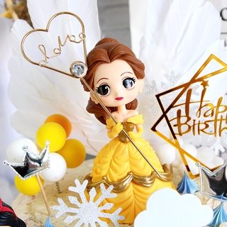 Brinquedos De Princesa Q Posket Frozen Elsa Anna Cinderela Belle Modelo Bolo Topper Figuras De Ação (8)