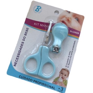 Kit Unha Baby com 2 pecas - Cortador de Unha e Tesourinha Kit Manicure Bebe Azul ou Rosa - BJ2609