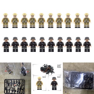 Wwii Alemão V Soldados Britâ Nicos + Armas Mini Figuras Ww2 Conjunto Militar Fit Lego (4)