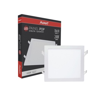 Painel Embutir 24w Plafon Led Quadrado 30x30cm Branco Frio 6500k Gesso PVC Avant