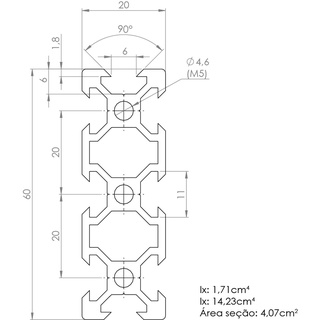 Perfil Estrutural em Alumínio 20x60 V-Slot Openbuilds p/ Impressora 3D e CNC (2)