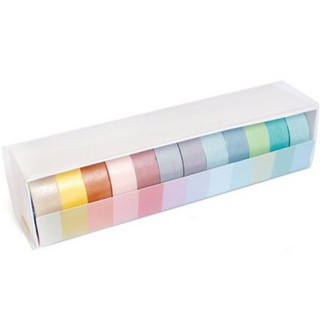 Kit com 12 fitas adesivas washi tape largura 1,5cm - tom pastel