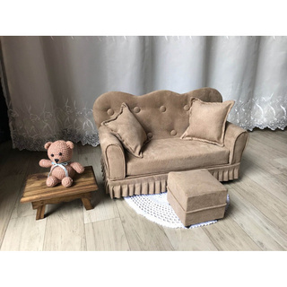 Mini Sofa Newborn 2 Lug + Puf + Babado - Photoprops