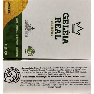 Sabonete Geleia Real Anti Séptico Barra Tropical Glicerinado Mel e Própolis Sabão 90g (2)