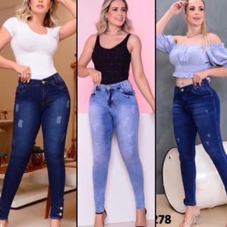 Calça jeans feminina levanta bumbum skinny