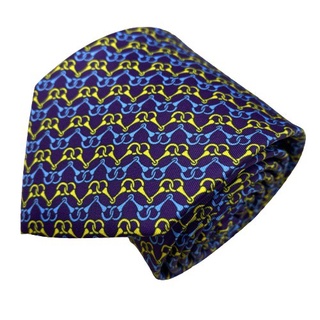 Gravata Tradicional Azul Marinho Estampada - Seda - Semi Slim - Clássica
