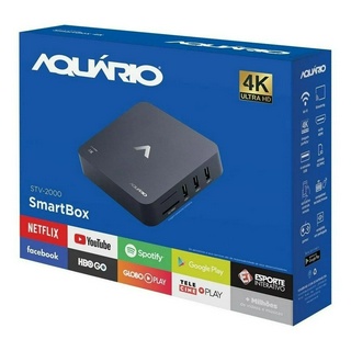 Receptor Smart TV box Aquario STV-2000 padrao 4K 8GB preto