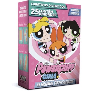 Caixa 25/10 Curativo Meninas Super Poderosas Band Aid Power Puff Girls com bordas protetoras Cremer (1)