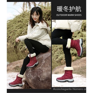 【Logística rápida】Sapatos de inverno de cano alto de algodão, botas de neve femininas, sapatos de sola grossa e de veludo (9)