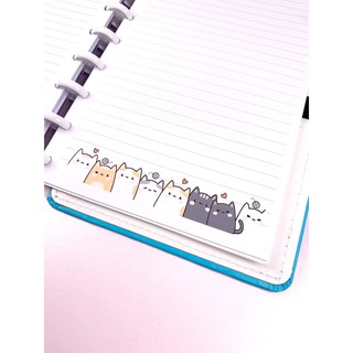 Refil GRANDE para caderno de discos tipo inteligente, estampa Cutie Cat gatinhos, cachorrinhos e flores (3)