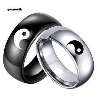 Yar_ Anel Unissex De Aço Titânio Yin Yang | YAR_Men Women Yin Yang Sign Band Fashion Titanium Steel Ring Lover Couple Jewelry