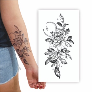 Tatuagem Temporária | Antebraço | Rosa e Lua