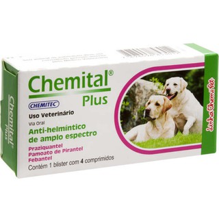 Vermífugo para cachorro Chemital Plus c/ 4 comprimidos