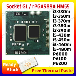 Intel Core I5 480m 460m 450m 430m I3 390m 380m 370m 350m 330m P6000 P6100 P6200 Laptop Notebook Processador De Cpu Para Soquete G1 / Rpga988A Hm55 Hm57 (1)