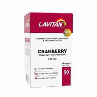 Cranberry Lavitan c/30 zero calorias puro selênio zinco infecção urinária mulher homem