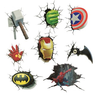 Adesivos De Carro Vingadores Marvel 3d Quebrado Ironman/Homem Aranha/Batman (1)