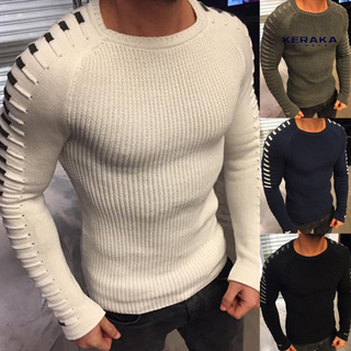 Kerakia Suéter Masculino Tricotado Slim Quente Para Inverno / Uso Diário
