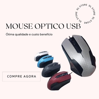 Mouse Optico Com Fio USB 1600dpi PC Desktop Notebook Laptop l PRONTA ENTREGA