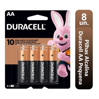 8 Pilhas Alcalina Duracell AA Pequena 1,5v MN1500B8