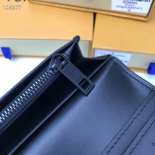 100% original autêntico [com caixa] carteira masculina L ouis *Vuitton pasta de couro full couro padrão lichia carteira longa de clipe longo (9)