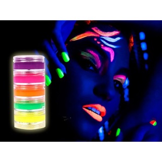 Tinta Facial 5 Cores Neon e Glitter Fluorescente Color Make Para Carnaval Maquiagem Clown