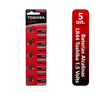 Pilha Bateria Alcalina LR44 Toshiba Redonda Moeda Botão 1.5 Volts Cartela 5 Un (1)