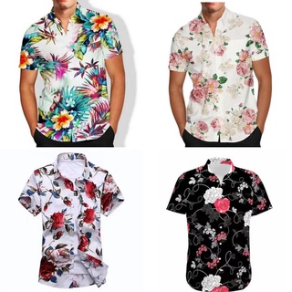 Camisa aleatória flor Masculina Floral Estampada Florida Top