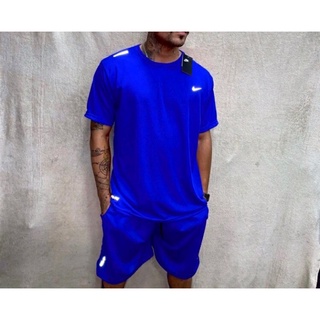 Conjunto Nike Colorido Refletivo Camiseta/Camisa e Bermuda/Shorts - Dry Fit Dri fit Jogger Chimpa - Verão (1)