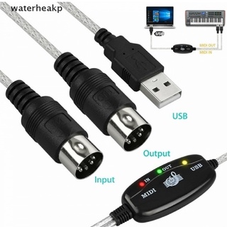 (waterheakp) Cabo Conversor USB IN-OUT MIDI Para Teclado De Música