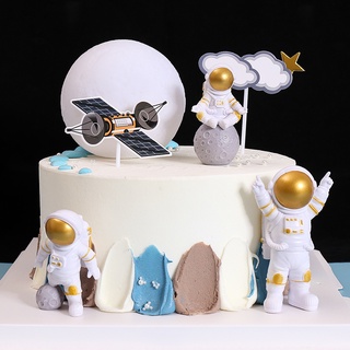 3 Pcs Astronauta Modelo Figuras De Ação Brinquedo Do Menino Bolo Topper Espaço De Tema Favores Partido Presentes
