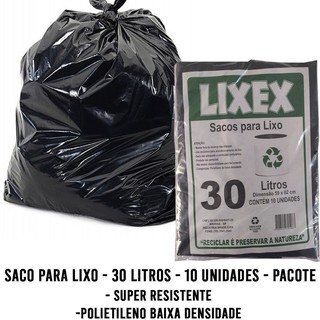 Saco de Lixo Lixex - 30 Litros - 10 unidades - Pacote