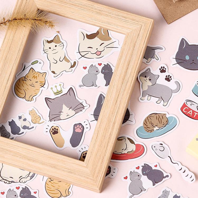 Mohamm 45 Pcs Cat Diary Decorative Stickers Scrapbooking DIY Paper Sticker Stationary Office Accessories Art Supplies (2)