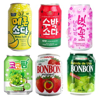 Bebidas Refrigerante Coreano Vários Sabores Melão, Melancia, Flor de Cerejeira, Uva, Morango, Coco Palm e Pêssego