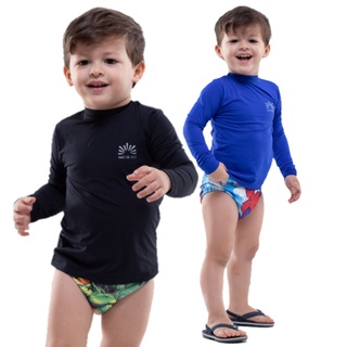 Kit com 2 camisas de proteção Solar UV unissex, infantil (1)