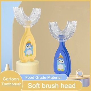 Escova de dentes de silicone flexível para limpeza de bebês em forma de U Escova de dentes infantil de 2 a 12 anos (4)
