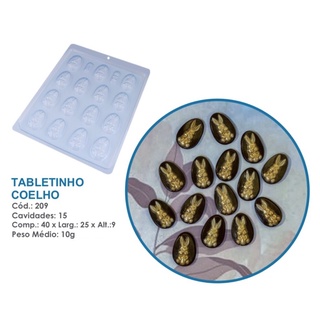 Forma Simples Tabletinho Coelho 209 (L6) em Acetato BWB Para Bombom e Doces de Chocolate e Confeitaria (1)