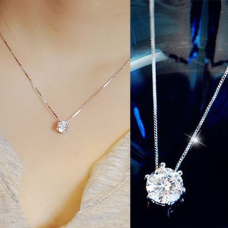 Feminino Simples Moda Zircon Rhinestone Gargantilha Colar Brilho Diamante Corrente De Prata Jóias Acessórios