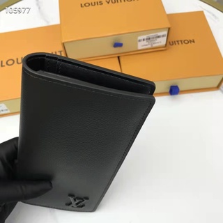 100% original autêntico [com caixa] carteira masculina L ouis *Vuitton pasta de couro full couro padrão lichia carteira longa de clipe longo (5)