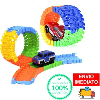 Carro Carrinho de brinquedo pista colorida flexível maluca relâmpago. (1)