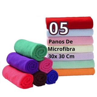 Kit 5 Panos De Microfibra Flanela Limpa Vidro Pia Multiuso