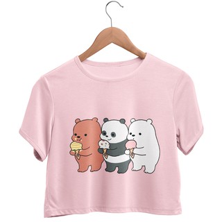 Camiseta Cropped Unissex Algodão Feminino Ursos Sem Curso Fofo (2)